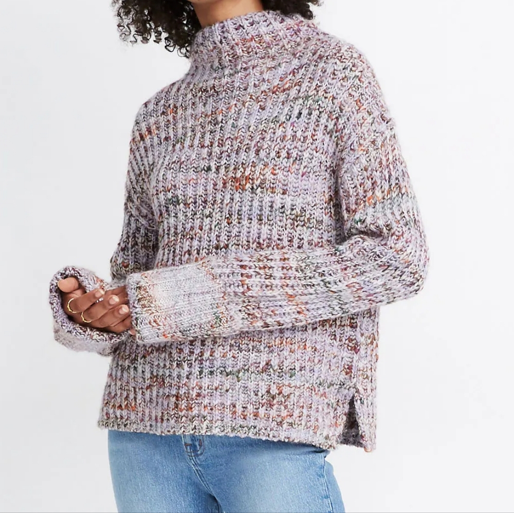 Madewell Rayner Mockneck Sweater Chunky Knit Wool Blend Colorful Size XS